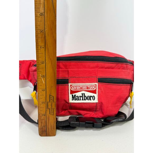 Vtg 90's Marlboro Adventure Team Red Fanny Pack 3 Pocket, missing canteen - Picture 8 of 11